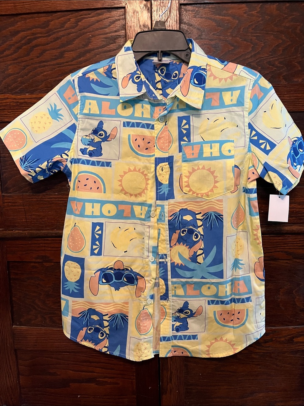 Disney Aloha Stitch Button-Down Shirt - Blue, Yellow